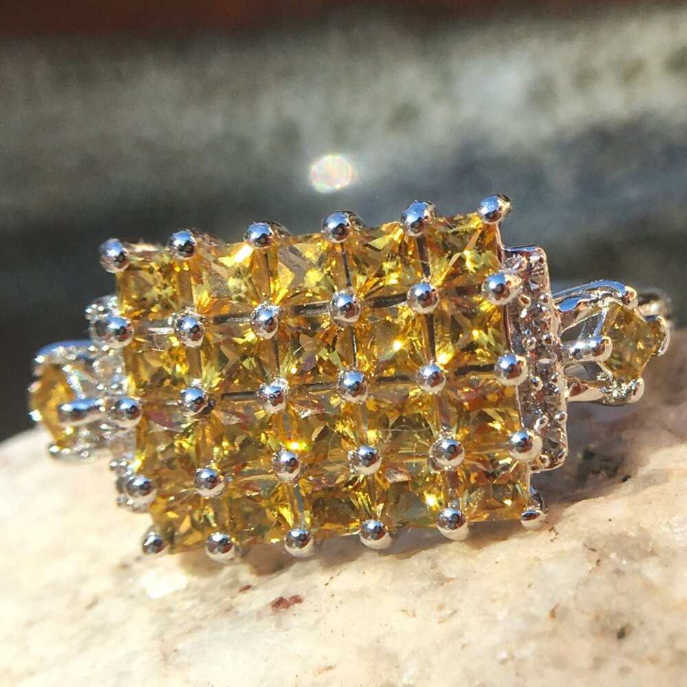 Golden Tourmaline Ring .925 Sterling Silver, Size 6 or 7